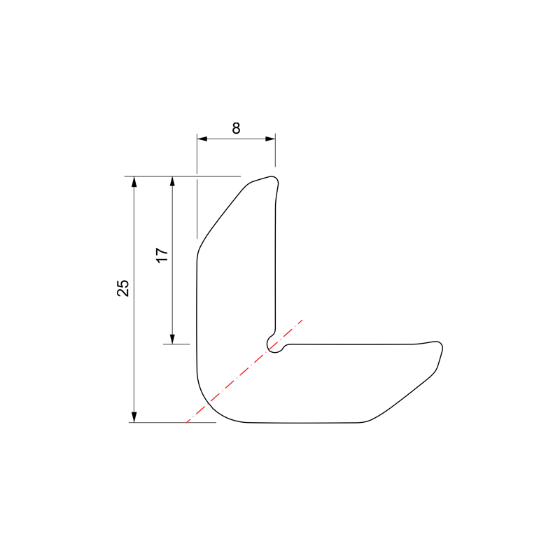 PROTECTIVE CORNER PROFILE PVC 25x25, 1m / GREY GENERAL USE PLASTIC PROFILES
